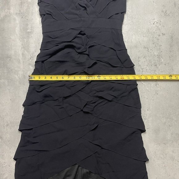 TADASHI Collection Size 6 Black Ruffle Pleated Silk Chiffon Formal Event Dress - Picture 9 of 9